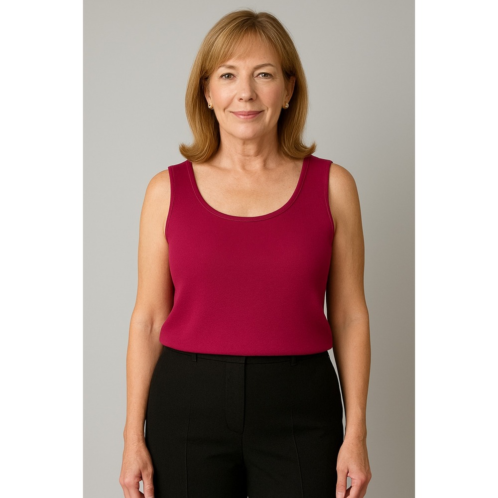 St John Tank Top Womens Medium Purple Wool Rayon Knit Sleeveless Pullover‎ Shirt